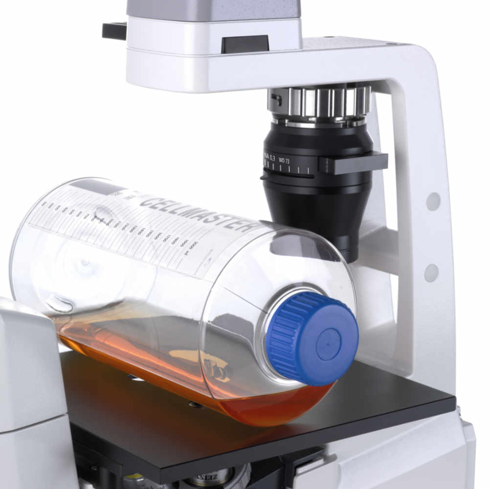 große Rollerflasche am Mikroskop ZEISS "Axiovert 5" und "Axio Vert.A1"